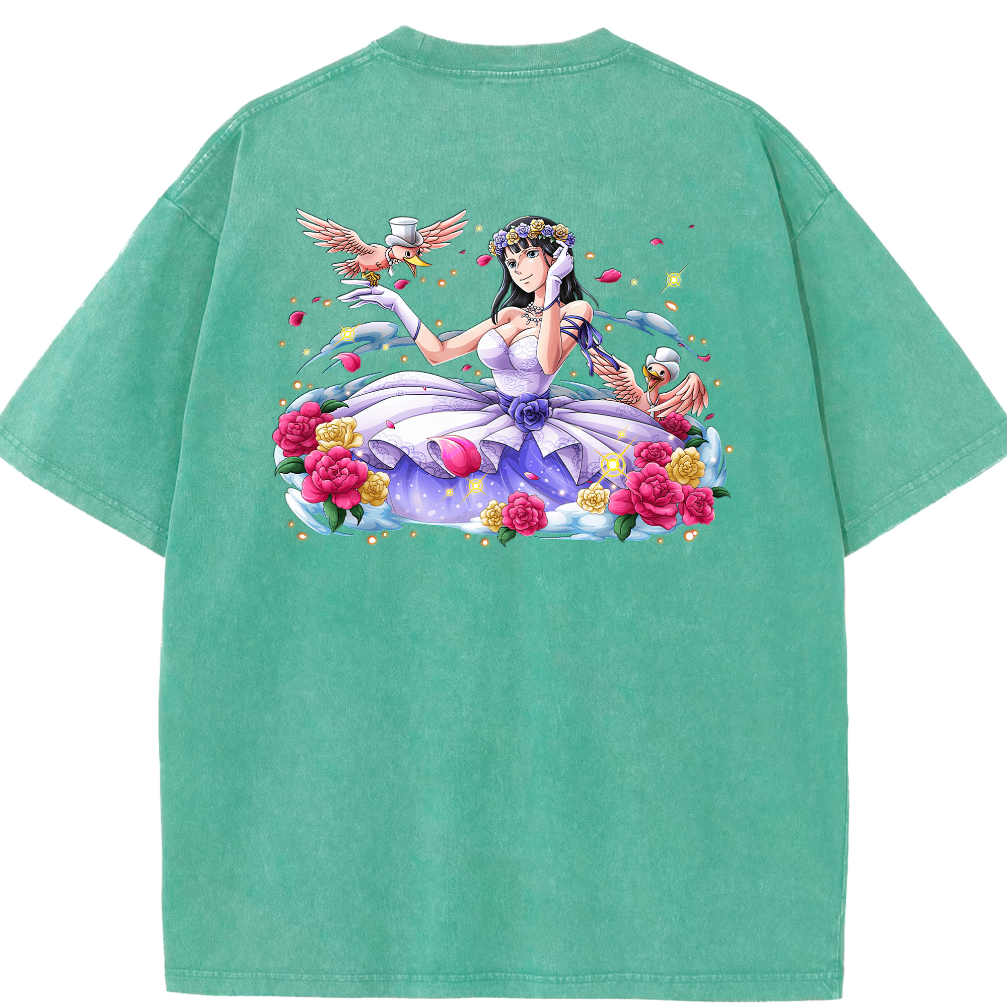 ワンピース ニコ・ロビン ONE PIECE Nico Robin 綿100% ヴィンテージ風 半袖Tシャツ（背面プリント）
